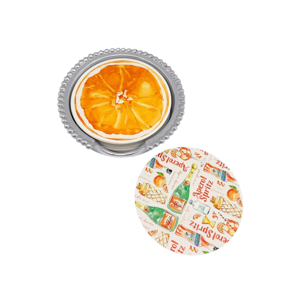 Mariposa Orange and Aperol Spritz Beaded Coaster Set