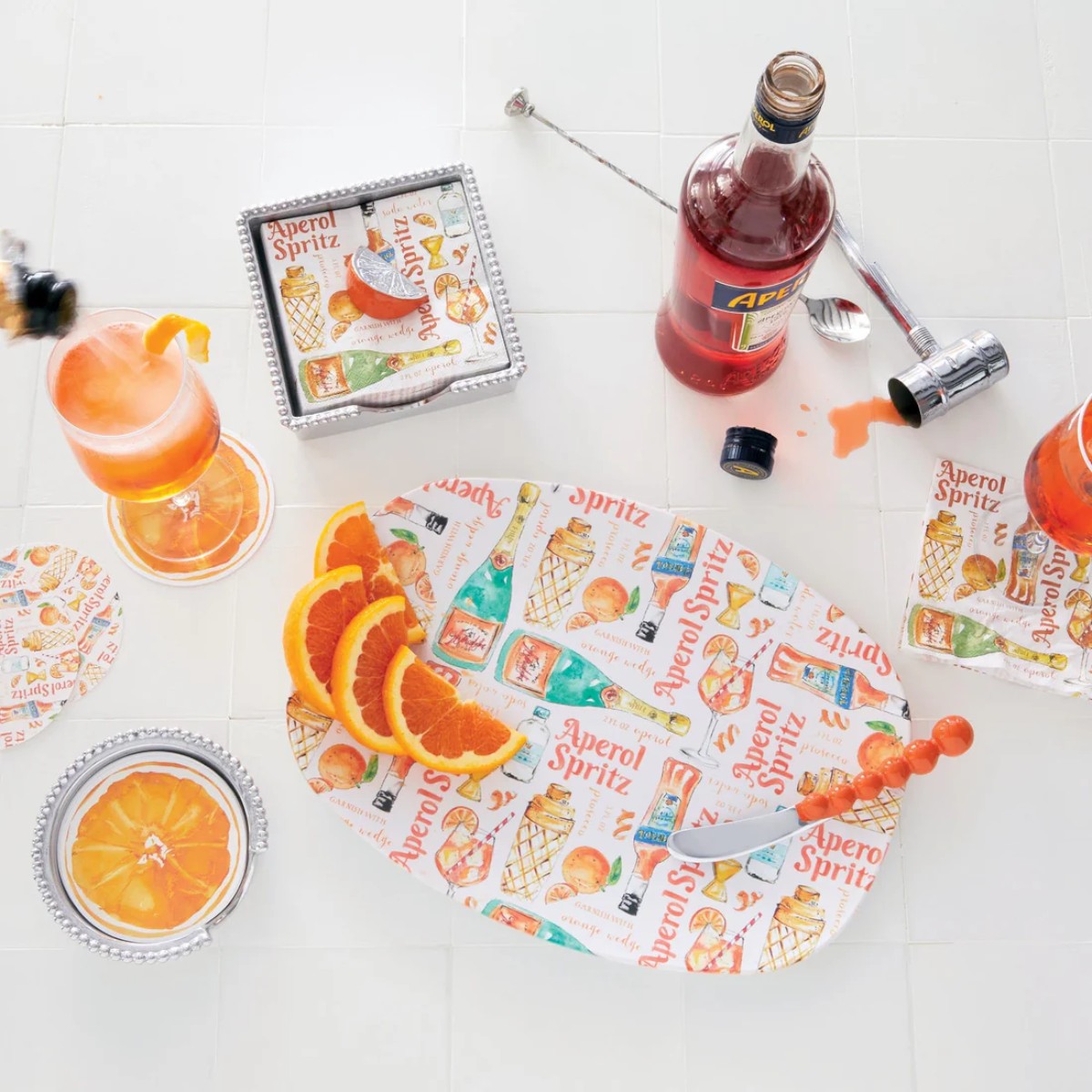 Mariposa Orange and Aperol Spritz Beaded Coaster Set