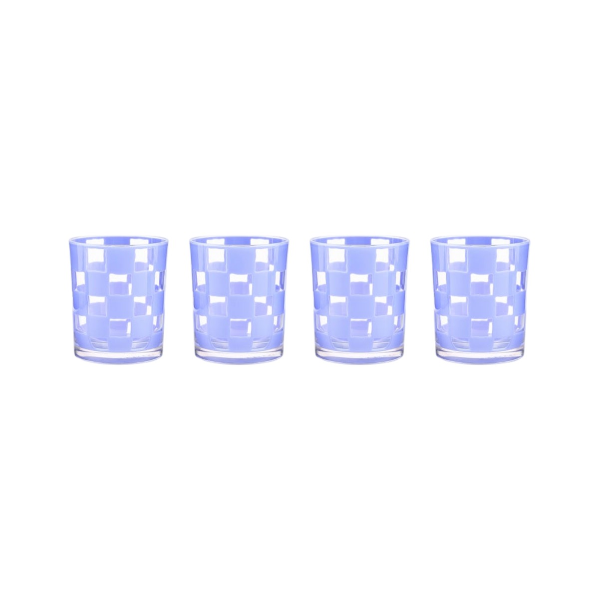 MacKenzie-Childs Blue Check Acrylic Tumblers, Set of 4
