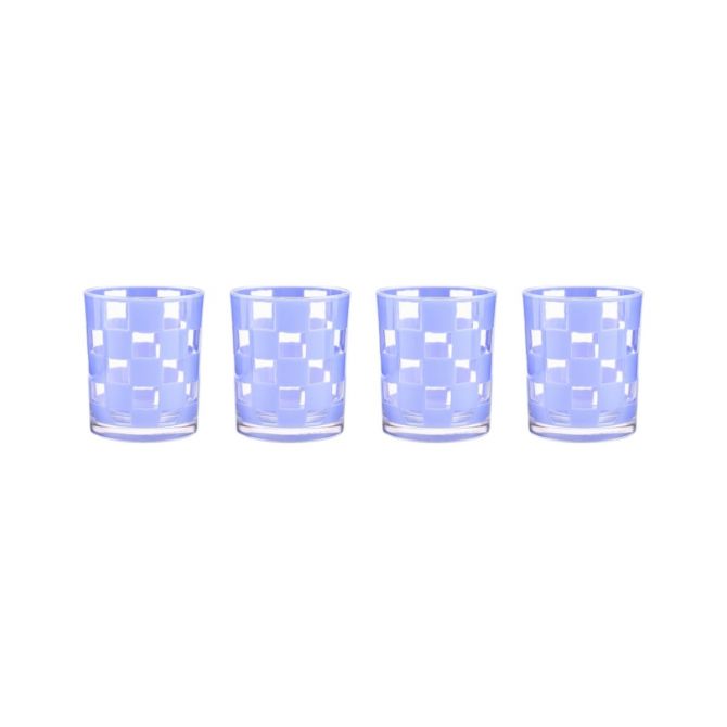 MacKenzie-Childs Blue Check Acrylic Tumblers, Set of 4