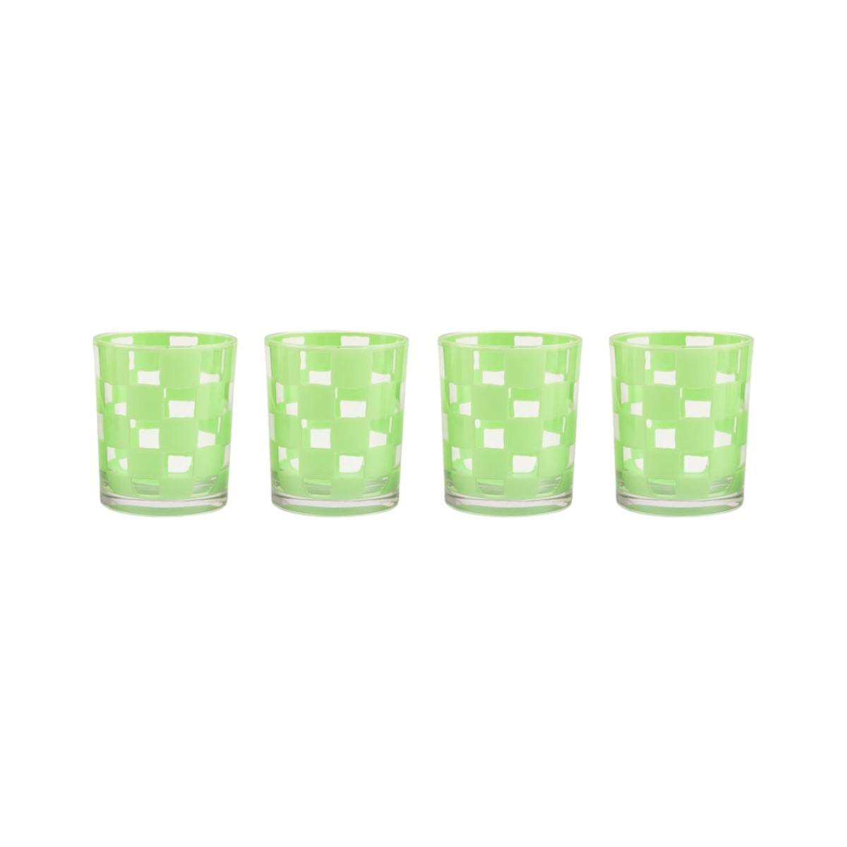 MacKenzie-Childs Green Check Acrylic Tumblers, Set of 4