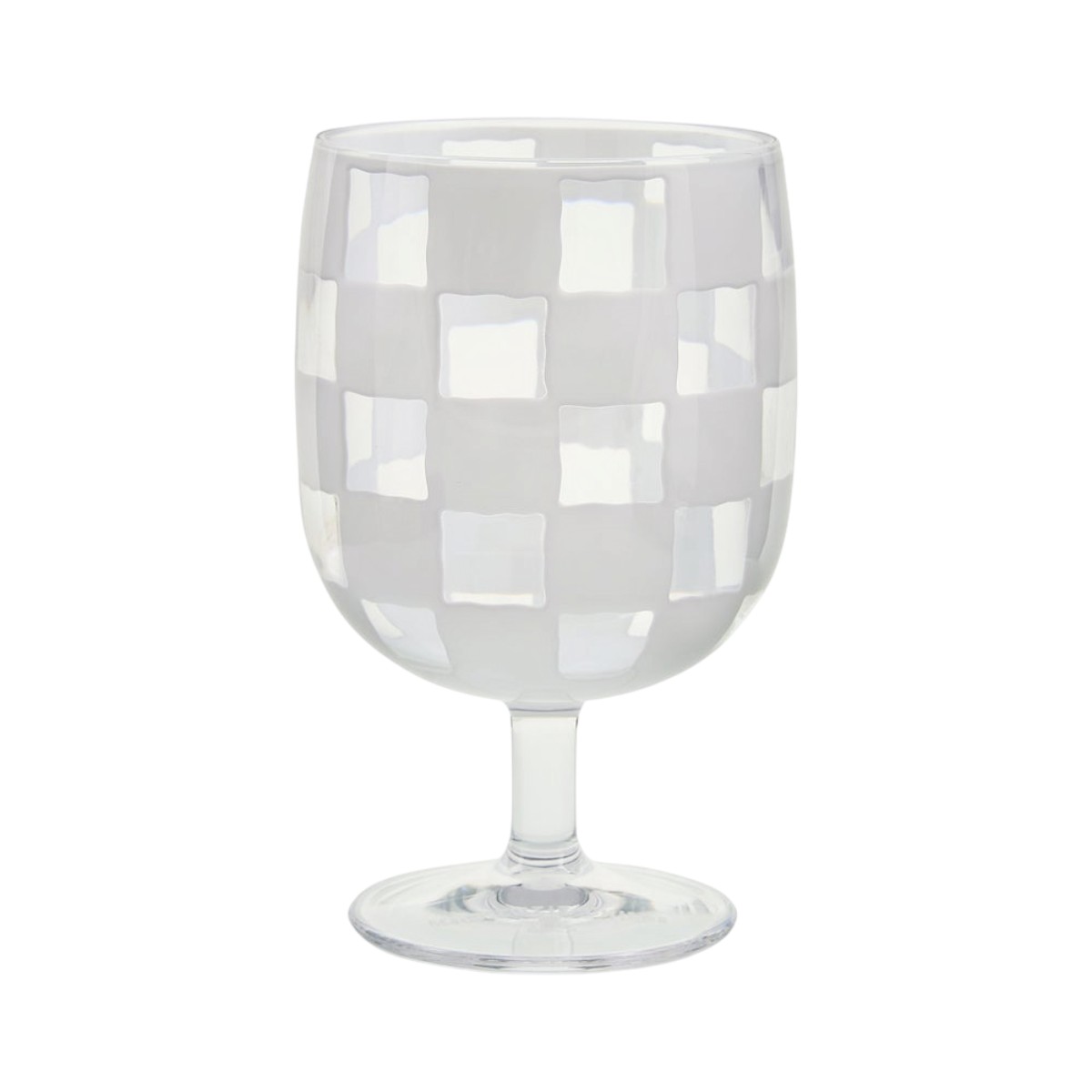 MacKenzie-Childs White Check Acrylic Water Goblets, Set of 4