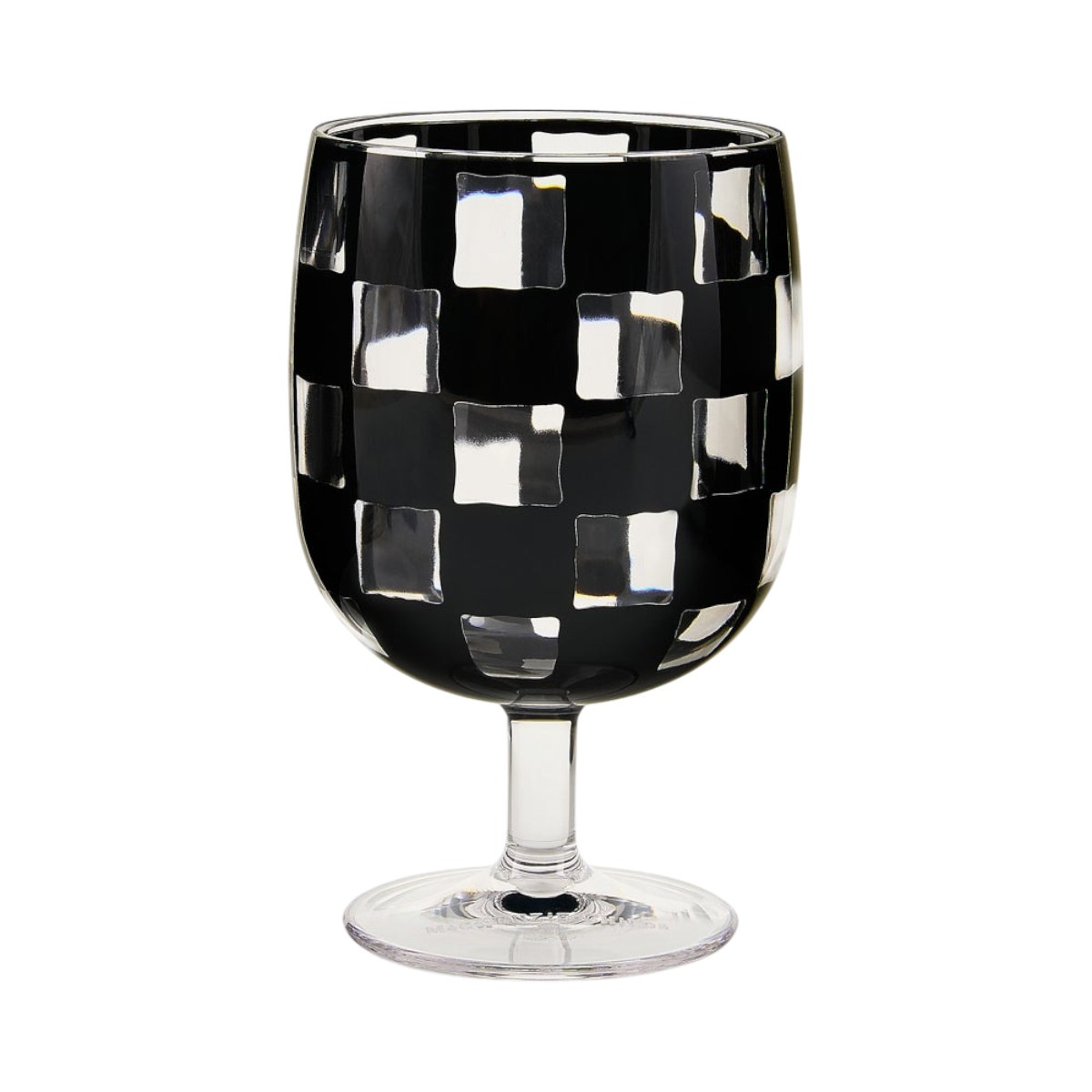 MacKenzie-Childs Set of 4 Acrylic Water Goblets, Black Check