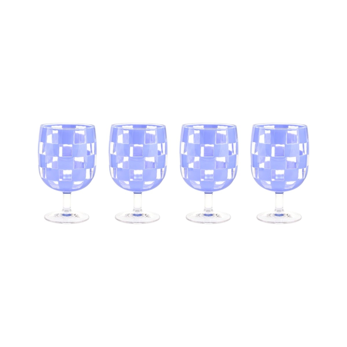 MacKenzie-Childs Blue Check Acrylic Water Goblets, Set of 4