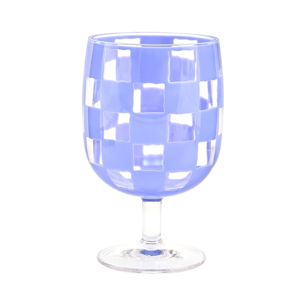MacKenzie-Childs Blue Check Acrylic Water Goblets, Set of 4