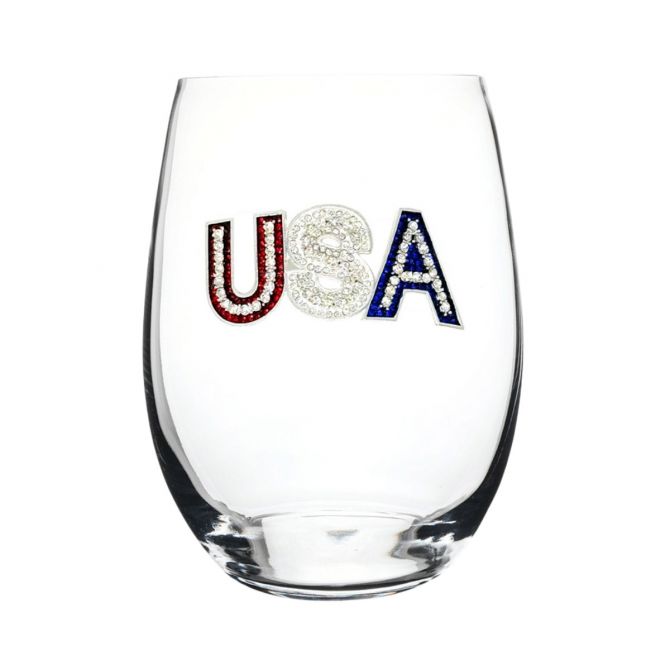 The Queens' Jewels USA Stemless Wine Glass