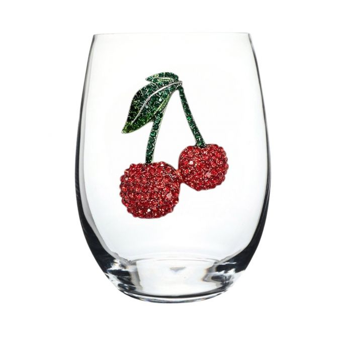 The Queens' Jewels Cherries Stemless Wine Glass
