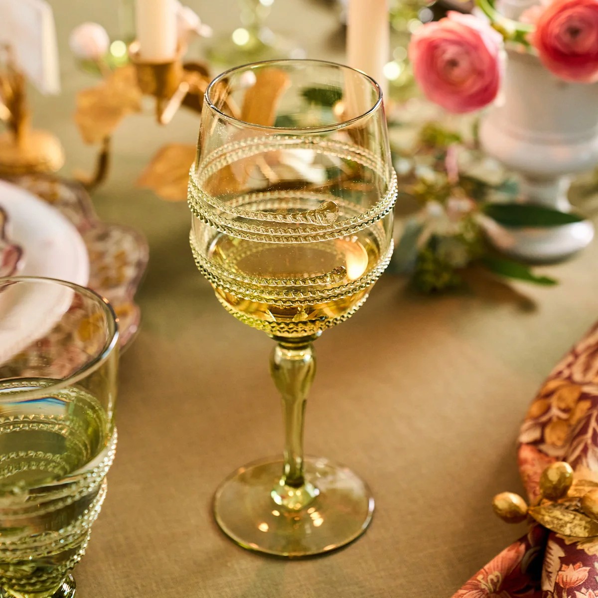 Juliska Ella Wine Glass, Green