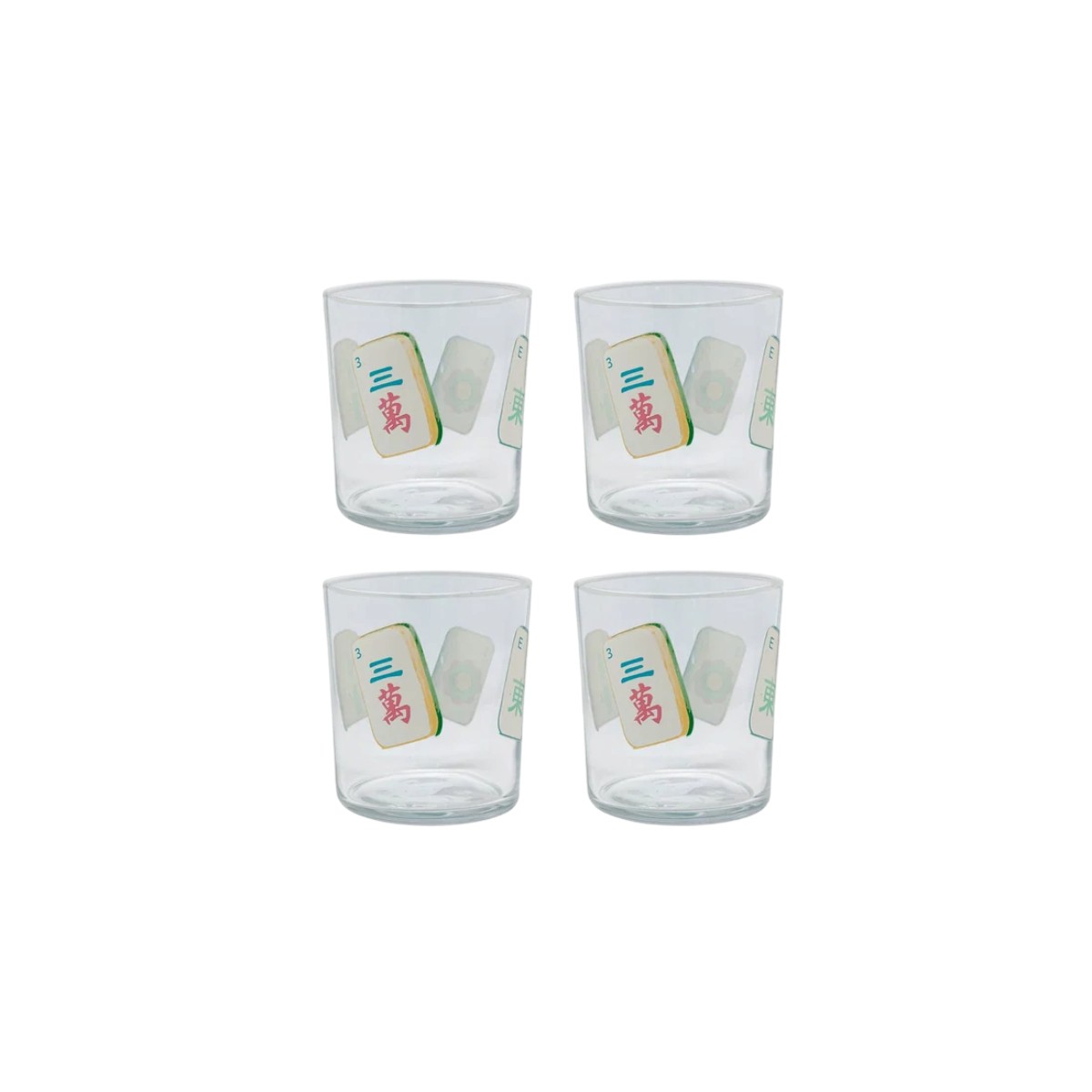 Mariposa Mahjong Tiles Suite Of 4 Double Old Fashioned Glasses