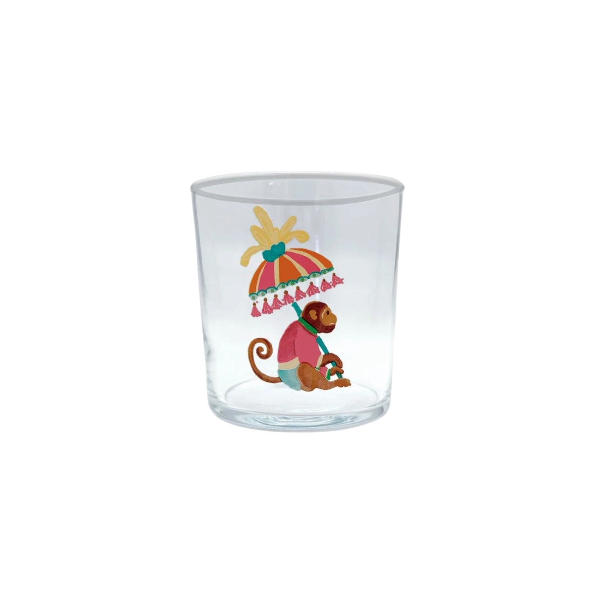 Mariposa Monkeys and Parasols Suite of 4 Double Old Fashioned Glasses