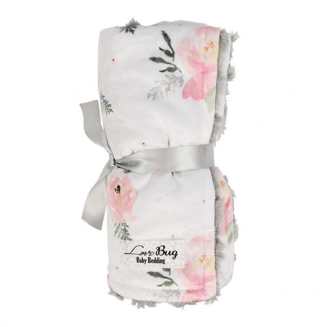 Love Bug Baby Bedding Light Pink Flowers Blanket