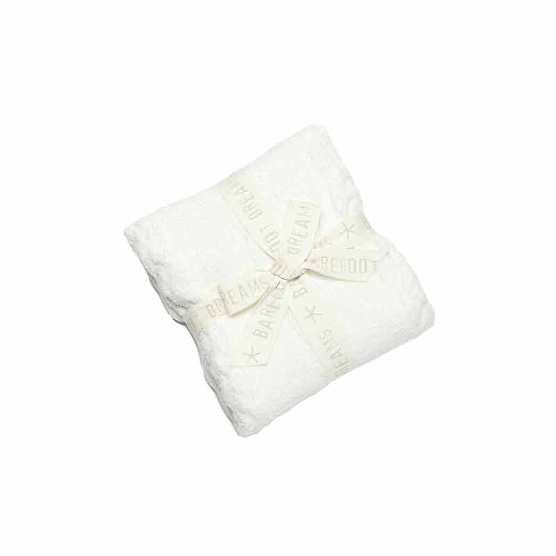 Barefoot Dreams CozyChic Heathered Cable Baby Blanket, Heathered White