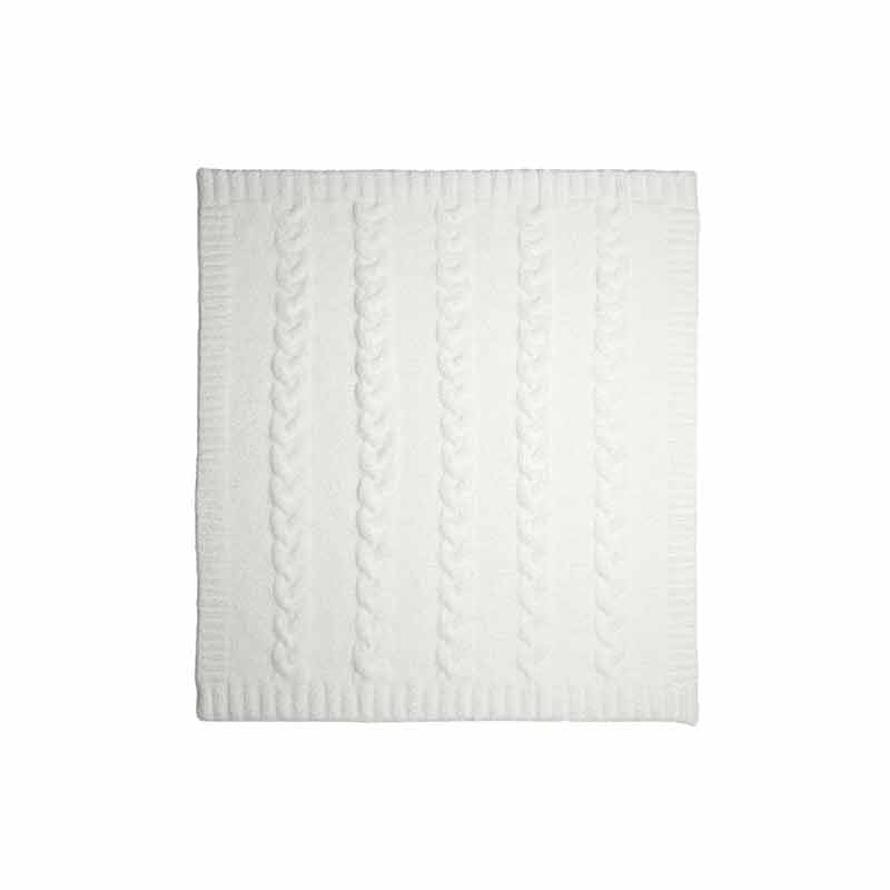 Barefoot Dreams CozyChic Heathered Cable Baby Blanket, Heathered White