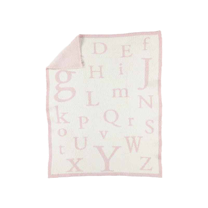 Barefoot Dreams CozyChic ABC Blanket, Dusty Rose and Cream