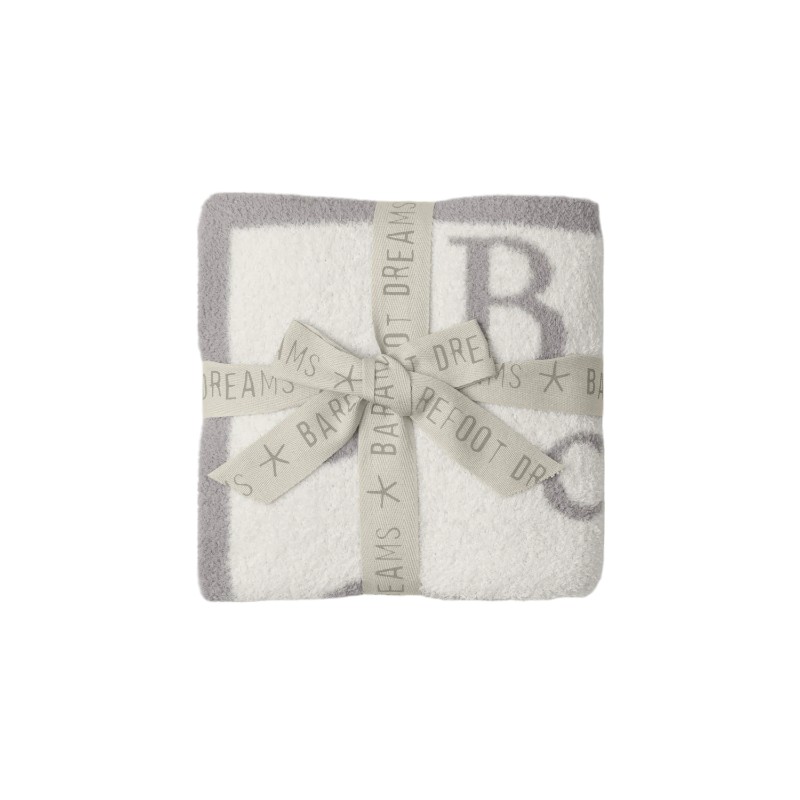 Barefoot Dreams Cozychic ABC Baby Throw, Oyster and Cream