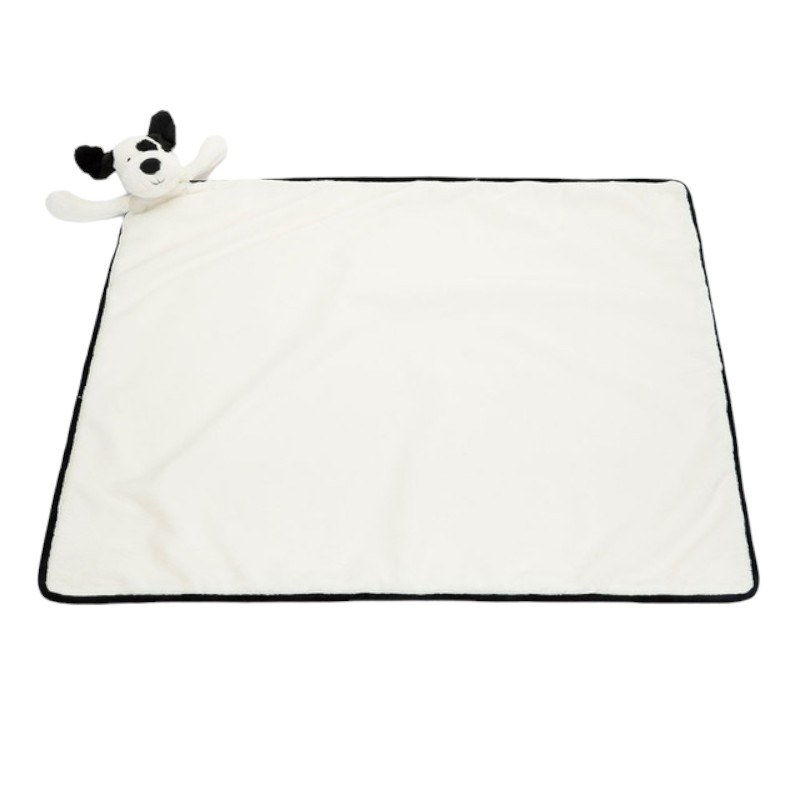 Jellycat Bashful Black and Cream Puppy Blankie