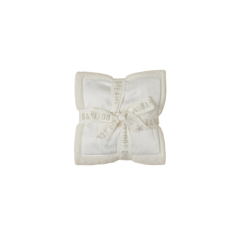 Barefoot Dreams Cozychic Receiving Baby Blanket, Cream Satin Trim