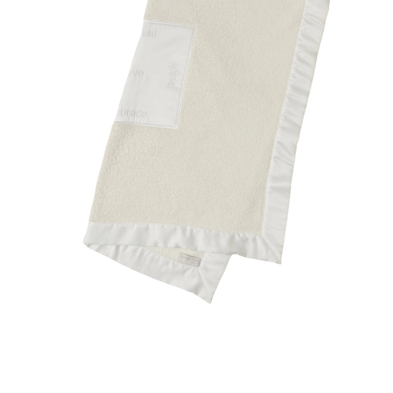 Barefoot Dreams Cozychic Receiving Baby Blanket, Cream Satin Trim