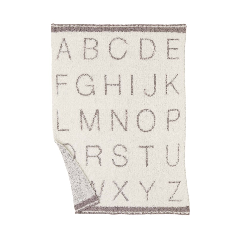 Barefoot Dreams Cozychic ABC Stroller Baby Blanket, Cream and Beach Rock