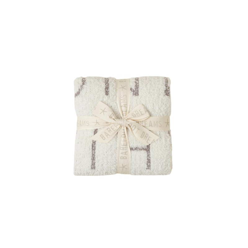Barefoot Dreams Cozychic ABC Stroller Baby Blanket, Cream and Beach Rock