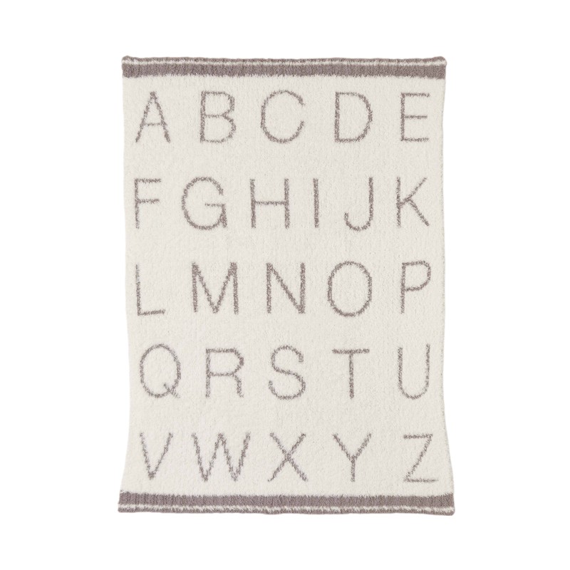 Barefoot Dreams Cozychic ABC Stroller Baby Blanket, Cream and Beach Rock