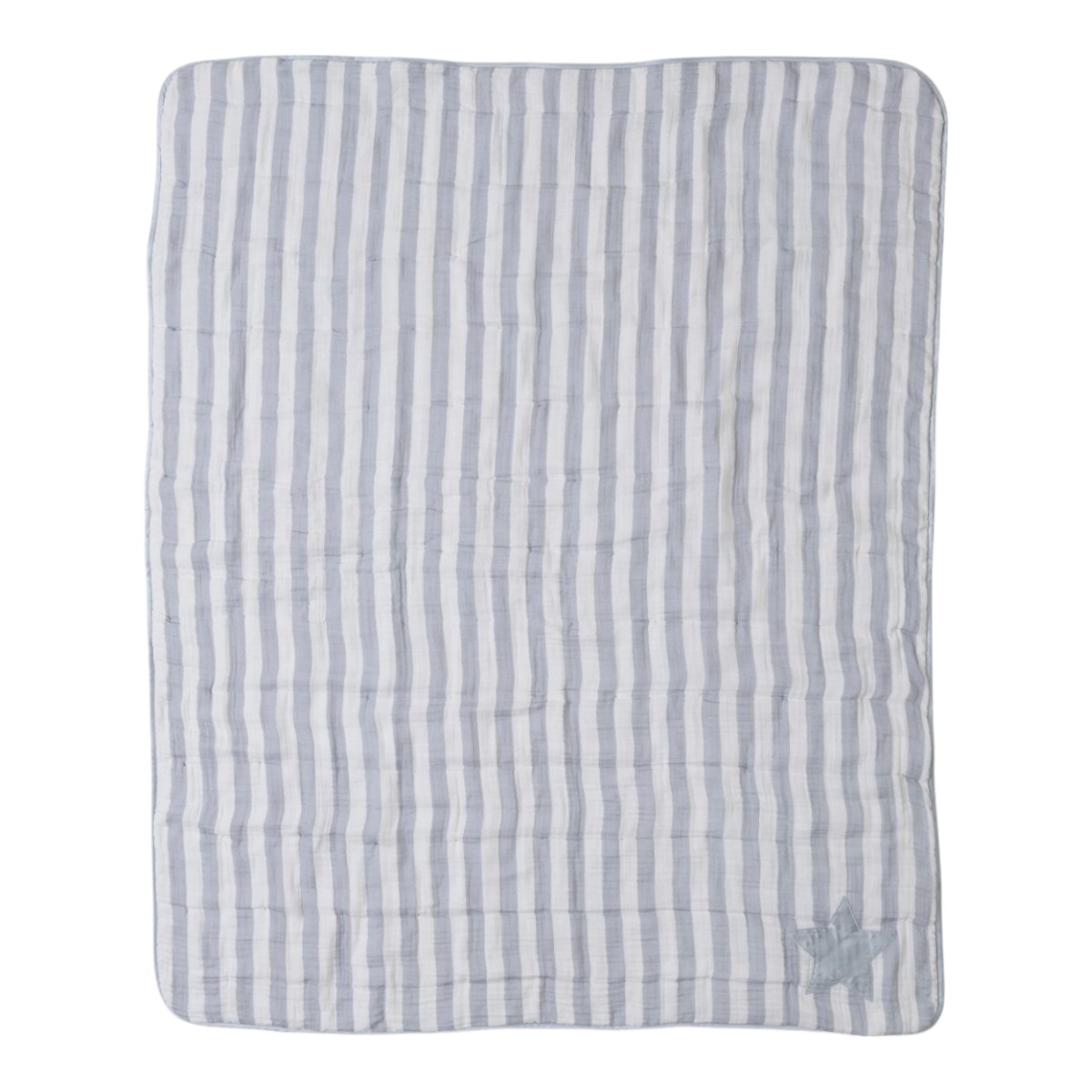 Barefoot Dreams Organic Cotton Double Cloth Stripe Toddler Quilt, Moonwater