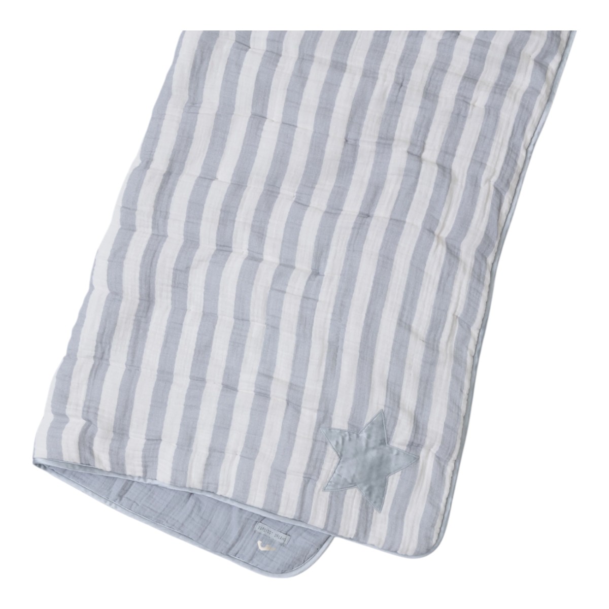 Barefoot Dreams Organic Cotton Double Cloth Stripe Toddler Quilt, Moonwater
