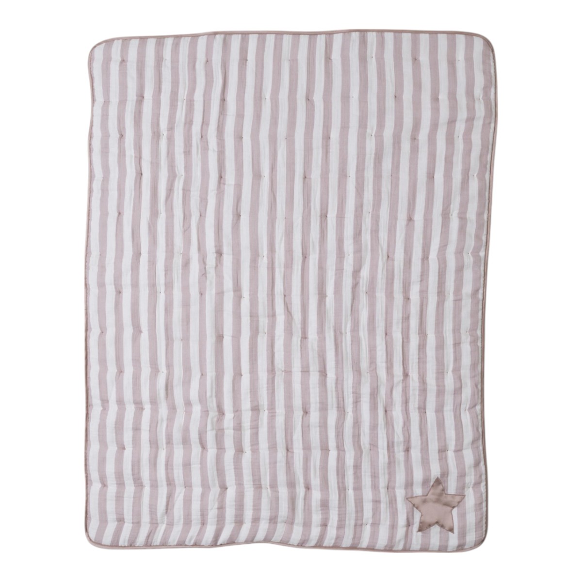 Barefoot Dreams Organic Cotton Double Cloth Stripe Toddler Quilt, Faded Rose