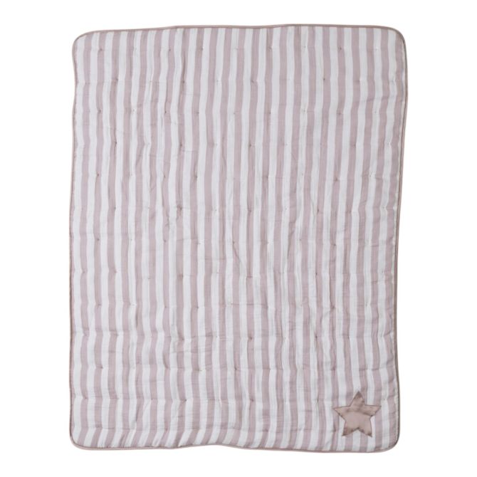 Barefoot Dreams Organic Cotton Double Cloth Stripe Toddler Quilt, Faded Rose