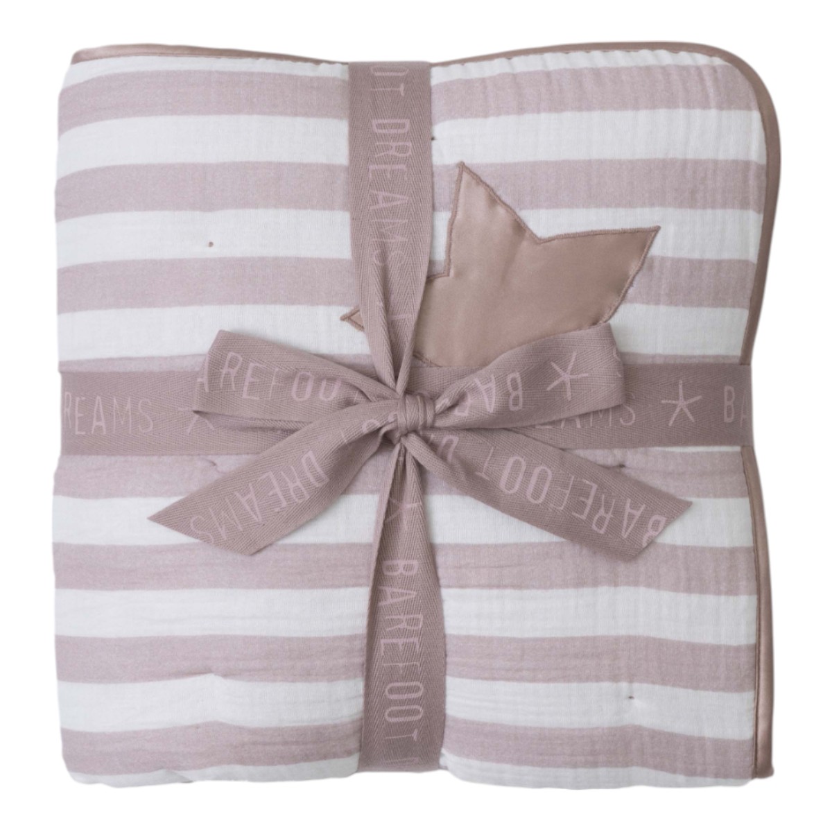 Barefoot Dreams Organic Cotton Double Cloth Stripe Toddler Quilt, Faded Rose