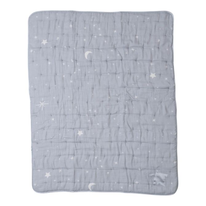 Barefoot Dreams Organic Cotton Double Cloth Starry Night Toddler Quilt, Moonwater