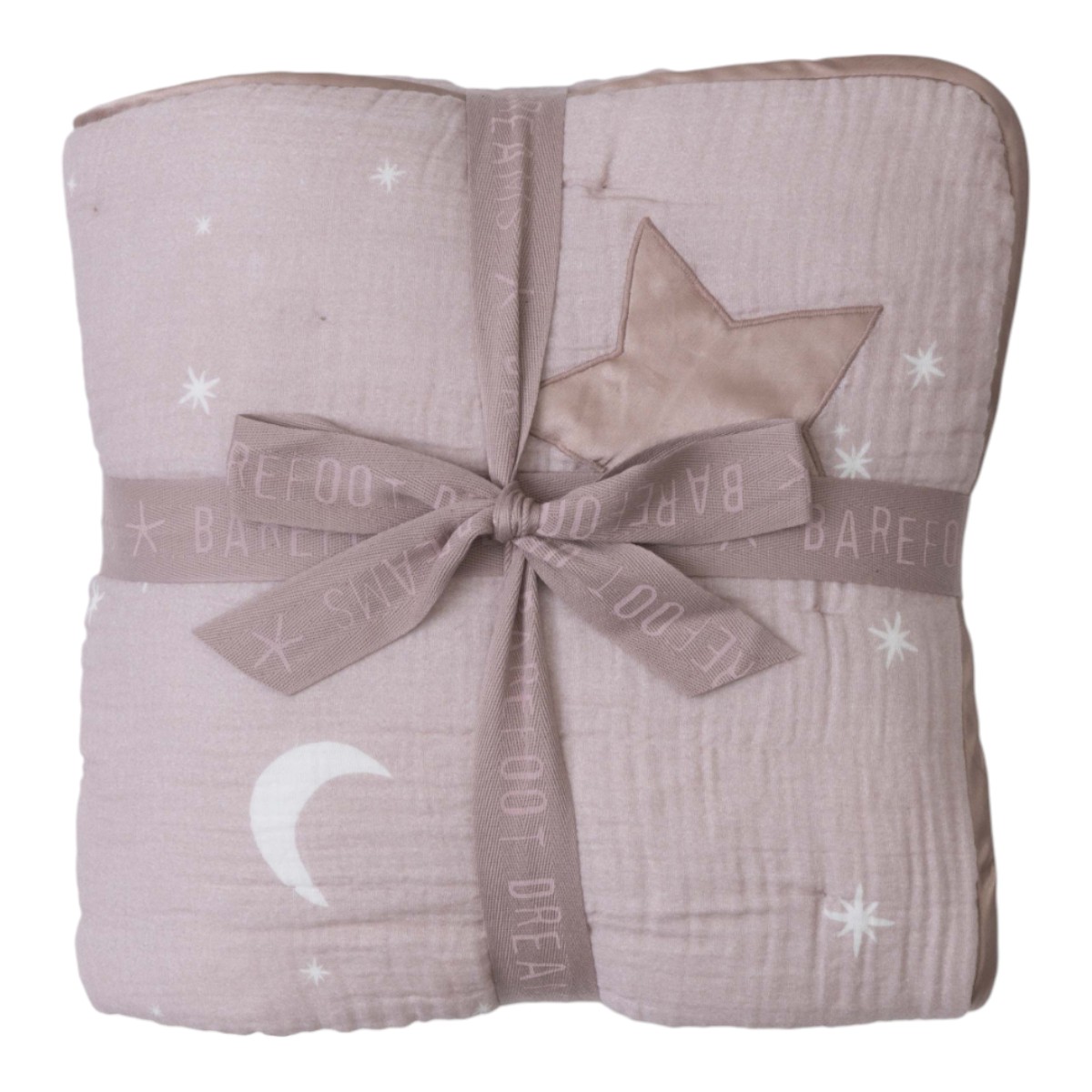 Barefoot Dreams Organic Cotton Double Cloth Starry Night Toddler Quilt, Faded Rose