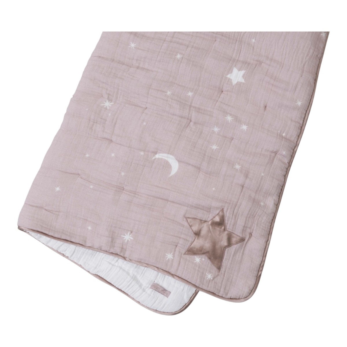 Barefoot Dreams Organic Cotton Double Cloth Starry Night Toddler Quilt, Faded Rose