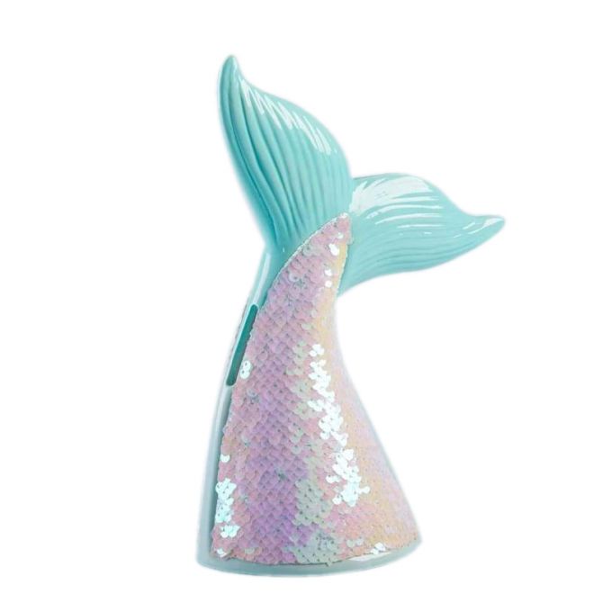 Baby Aspen Reversible Sequin Mermaid Tail Porcelain Bank