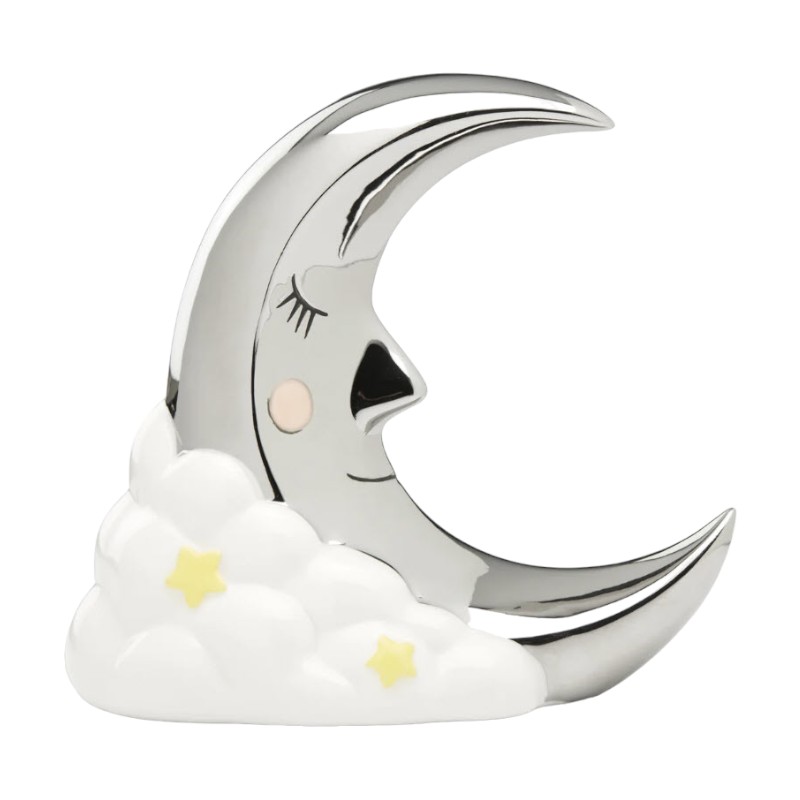 Reed & Barton Sweet Dreams Silverplated Porcelain Moon Coin Bank