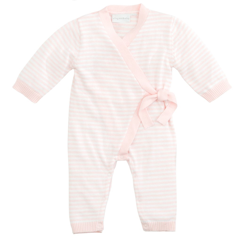 Elegant Baby Pink Stripe Knit Jumpsuit, 36M 91896 Borsheims