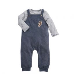 BLUES BABY Boys Velour Sleeper with Woven Jacquard Placket
