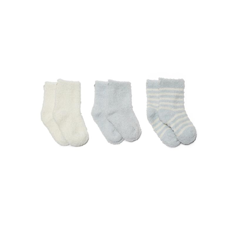 Barefoot Dreams The CozyChic Lite Infant Sock Set, Blue and Pearl