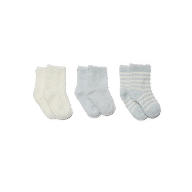 Barefoot Dreams The CozyChic Lite Infant Sock Set, Blue and Pearl