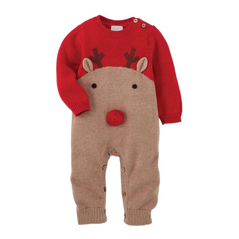 Mud Pie Knit Reindeer One Piece, 3-6m