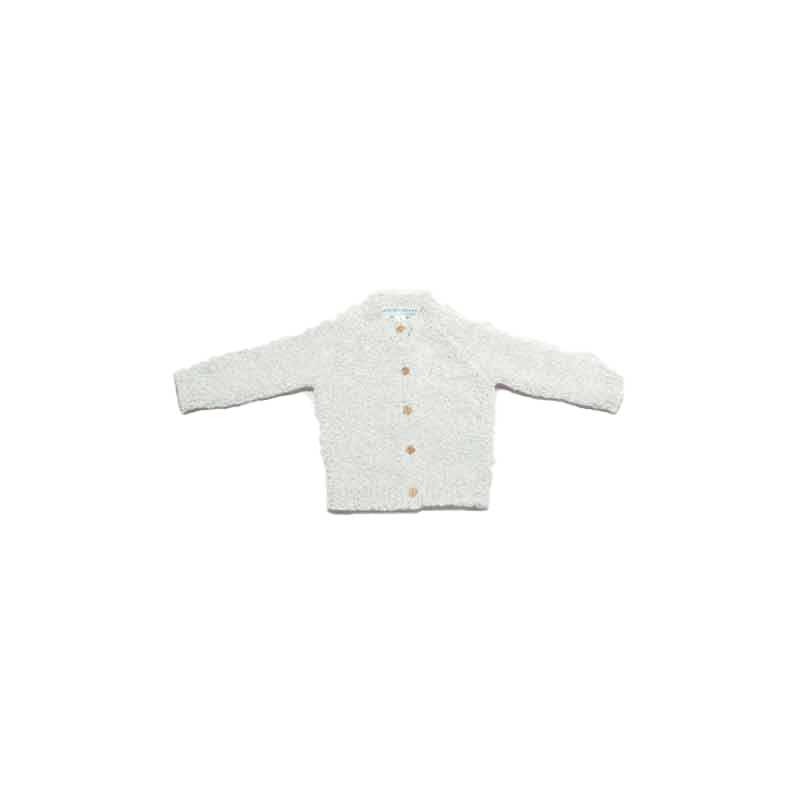 Barefoot Dreams CozyChic Infant Heathered Blue and White Cardigan, 3-6m