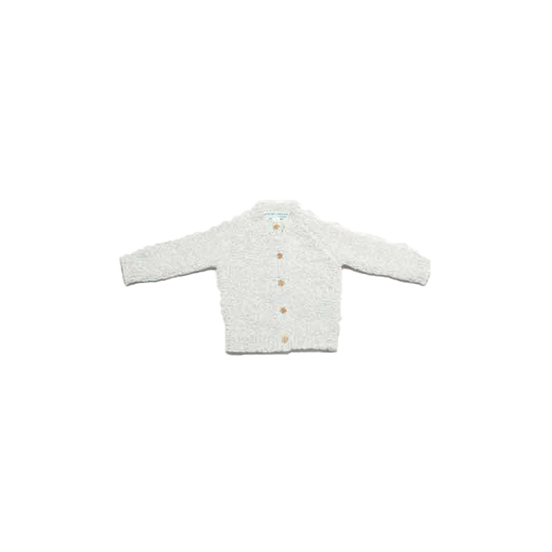Barefoot Dreams CozyChic Infant Heathered Blue and White Cardigan, 12-18m