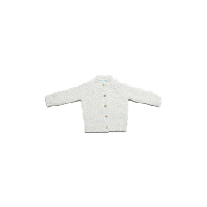 Barefoot Dreams CozyChic Infant Heathered Blue and White Cardigan, 12-18m