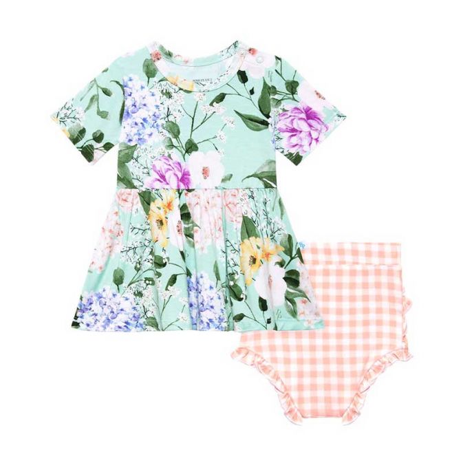 Posh Peanut Erin Short Sleeve Peplum Ruffled Bummie Set, 12-18M