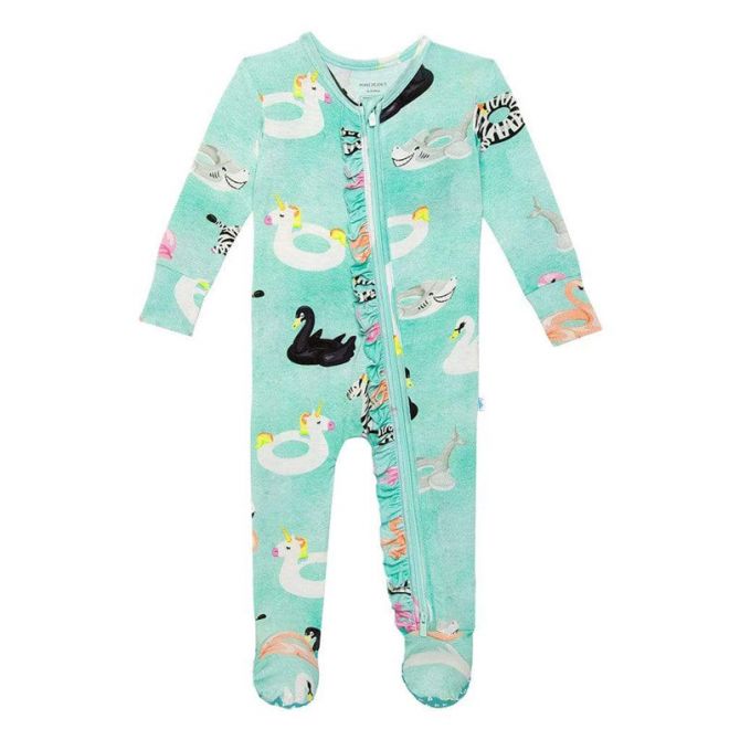 Posh Peanut Lenny Footie Ruffled Zippered One Piece, 0-3m