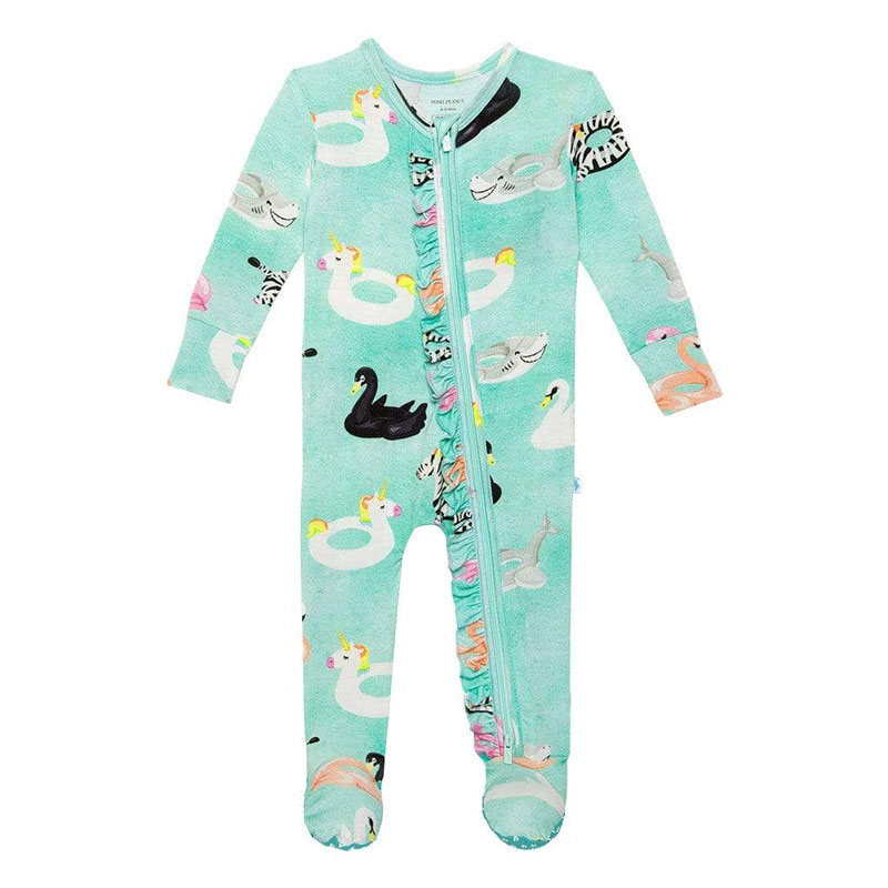 Posh Peanut Lenny Footie Ruffled Zippered One Piece, 6-9m
