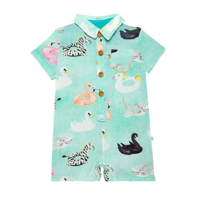 Posh Peanut Lenny Short Sleeve Collared Henley Shortall, 12-18m
