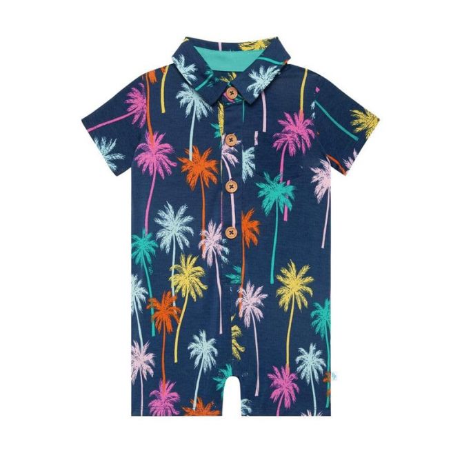 Posh Peanut Palmer Short Sleeve Collared Henley Shortall, 2T