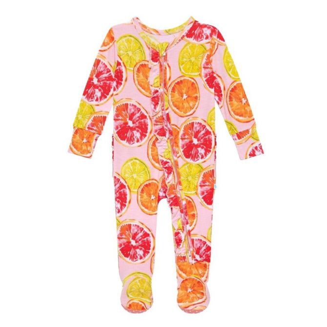 Posh Peanut Citrine Footie Ruffled Zippered One Piece, 9-12m