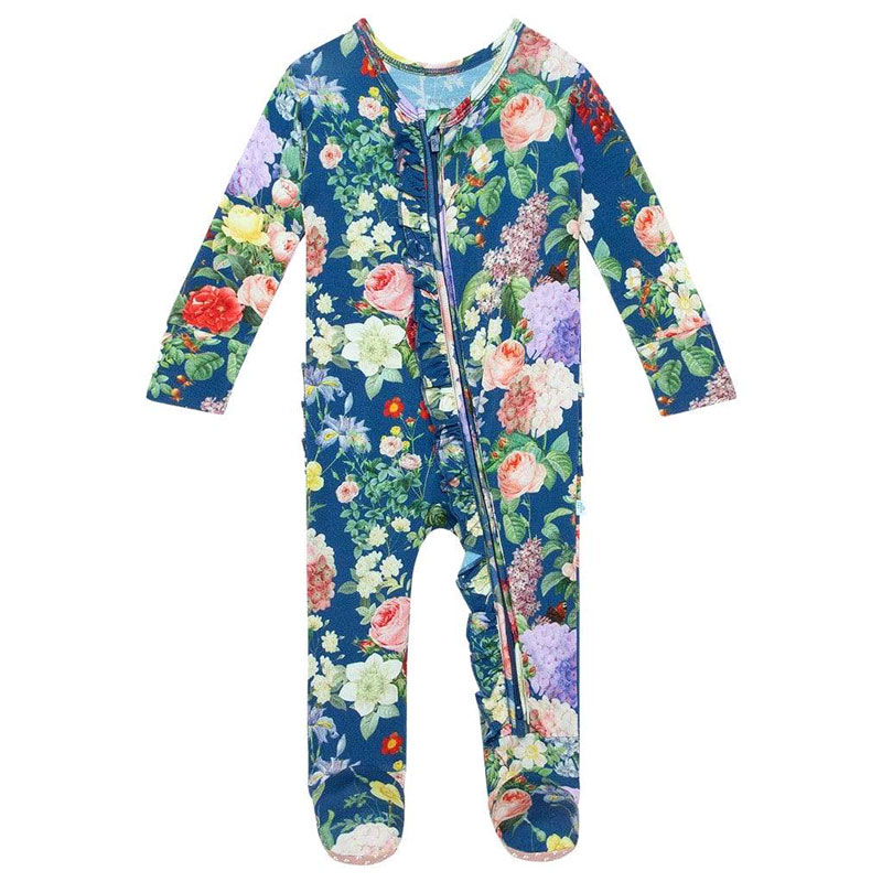 Posh Peanut Carmen Footie Ruffled Zippered One Piece, 0-3M